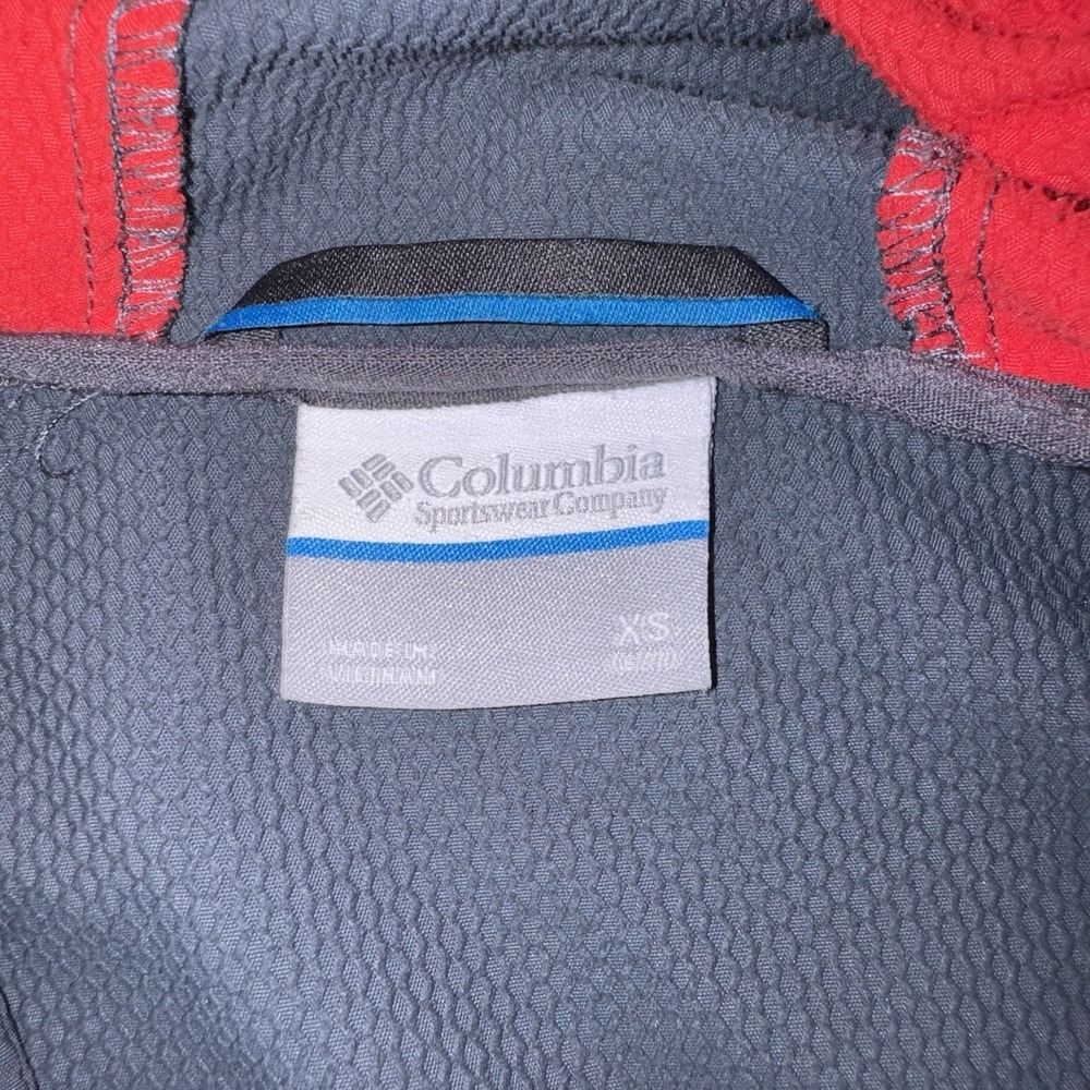 Columbia Omni-Shield Hooded Full Zip Jacket Youth XS Gray/Red Colorblock - Picture 2 of 8